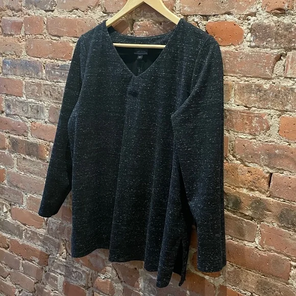 J Jill Women's Wearever Double-Face Jersey V-Neck Tunic - S - Black Speckle - Picture 2 of 6